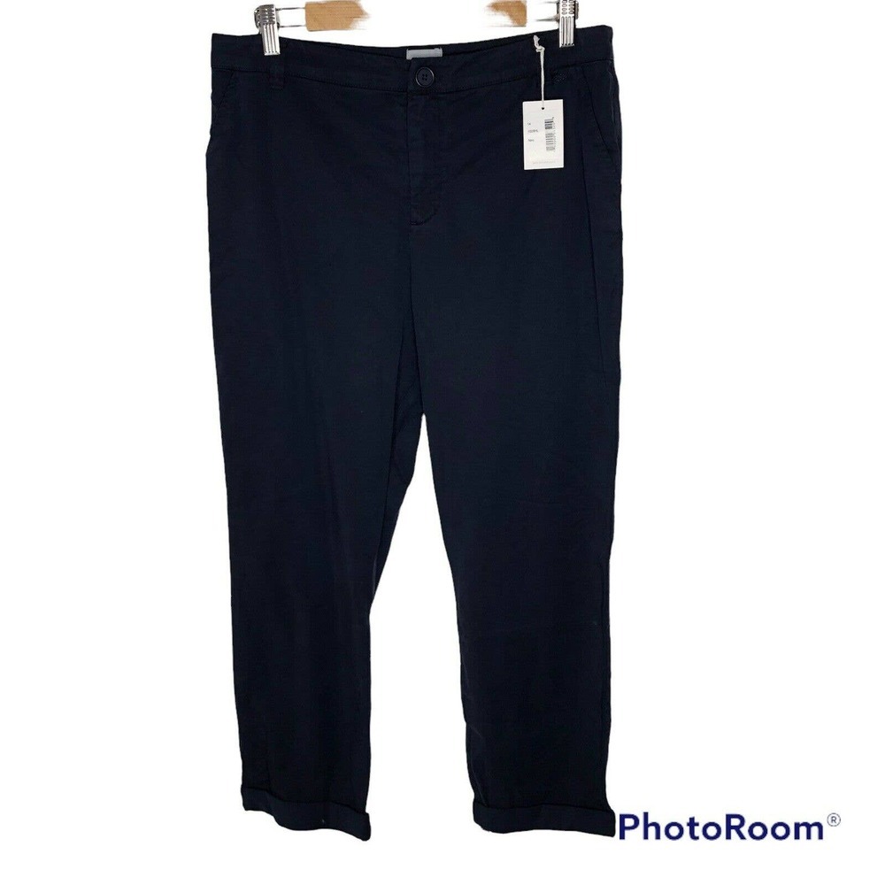 NWT Ecru Womens Mitchell‎ Roll Cuff Chinos Size 14 Blue Pockets Cropped